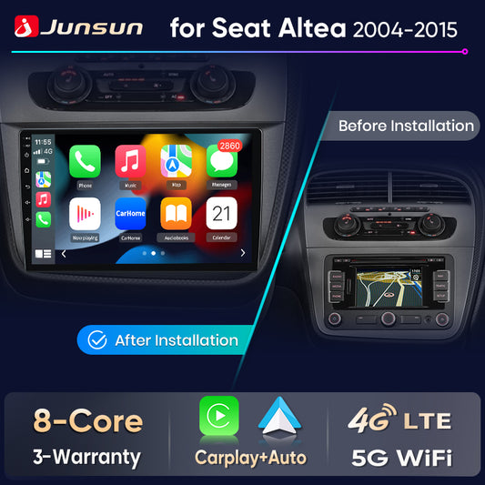 Junsun Wireless CarPlay Car Radio For Seat Altea 2004-2015 Toledo 3 Android Multimedia