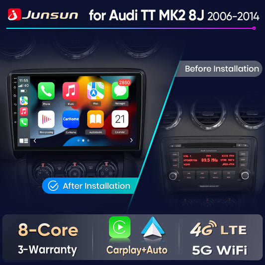 Junsun Wireless CarPlay Car Radio For Audi TT MK2 8J 2006-2014 Android Multimedia