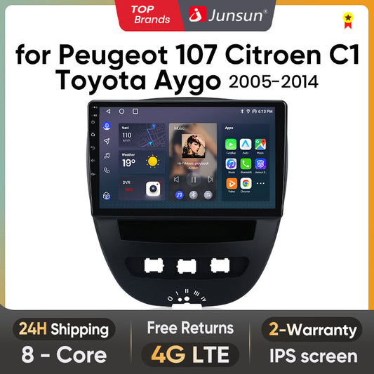 Junsun AI Voice 2 din Android Auto Radio For Peugeot 107 Toyota Aygo Citroen C1 2005 - 2014Carplay 4G Car Multimedia GPS 2din autoradio