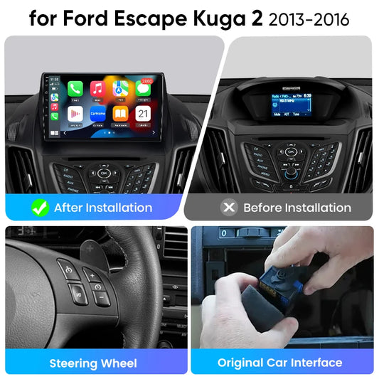 Junsun eSIM Android 14 Wireless CarPlay Android Auto Radio For Ford Escape Kuga 2 2013-2016 Toledo 2004-2009 auto accessories