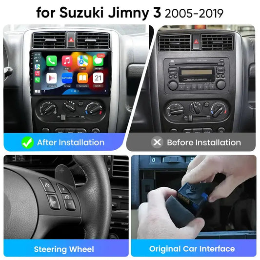 Junsun eSIM Android 14 Wireless CarPlay Android Auto Radio For Suzuki Jimny 3 2005 2006 2007 2008 2009-2019 2din accessories - Junsun Official Store