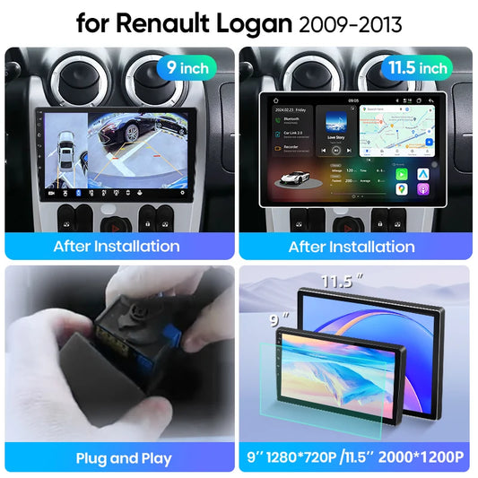 Junsun Android Auto Car Radio For Renault Logan 1 Sandero 2009 2010 2011-2013 Multimedia Wireless CarPlay SWC GPS Navi RDS DSP