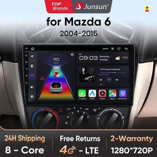 Junsun V1pro AI Voice Android Auto Radio para Mazda 6 2004-2015 Carplay 4G Car Multimedia GPS 2DIN Autoradio