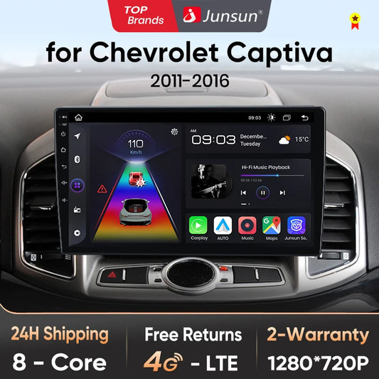Junsun V1pro AI Voice - Radio para coche, reproductor multimedia Android Auto para Chevrolet Captiva 2011-2016, Carplay 4G, 2 DIN, GPS