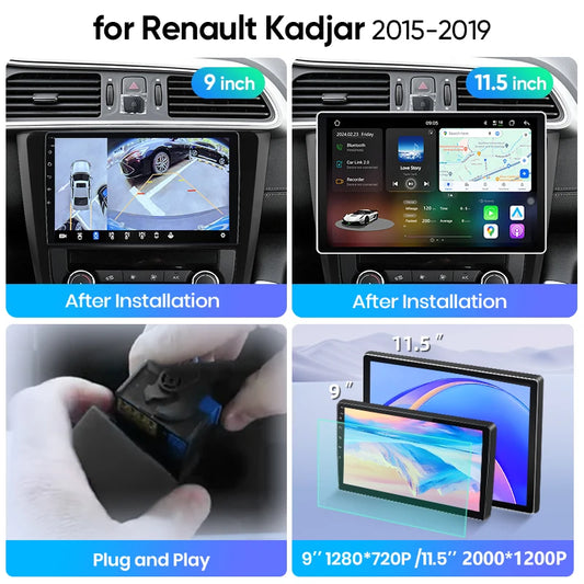 Junsun Wireless CarPlay Car Radio For Renault Kadjar 2015 2016 2017 2018 2019 Android Multimedia