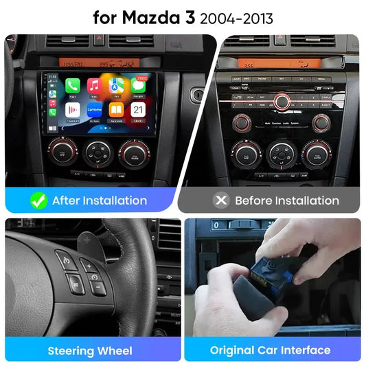 Junsun eSIM Wireless CarPlay Android Auto For Mazda 3 bk maxx axel 2004 2005 2006 2007 2008 2009-2013 2Din Autoradio RDS BT DSP - Junsun Official Store