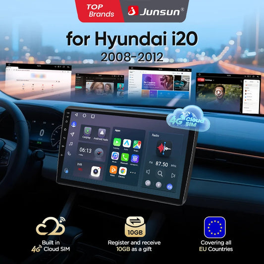 Junsun 2Din eSIM Wirless CarPlay Android Auto Car Radio For Hyundai I20 2008 2009 2010 2011 2012 DSP RDS BT 4G GPS