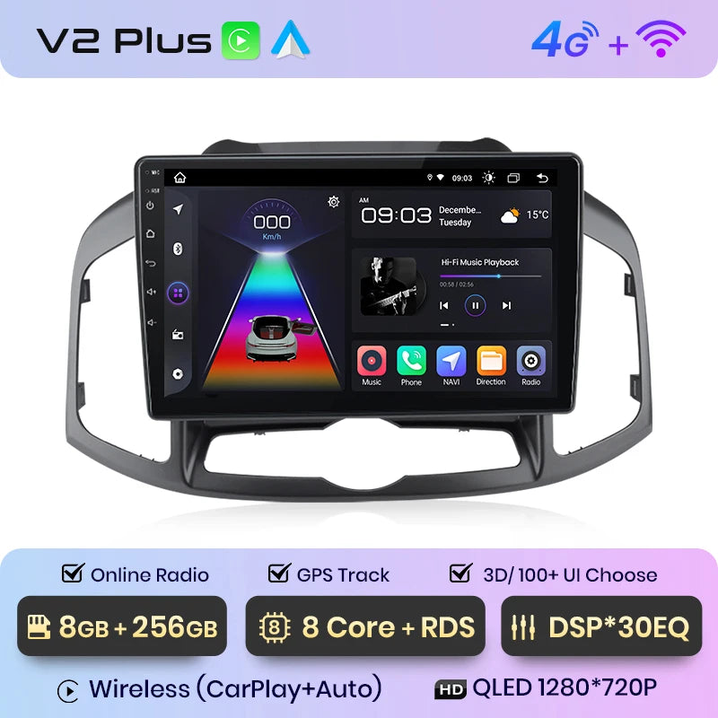 Junsun V1pro AI Voice - Radio para coche, reproductor multimedia Android Auto para Chevrolet Captiva 2011-2016, Carplay 4G, 2 DIN, GPS