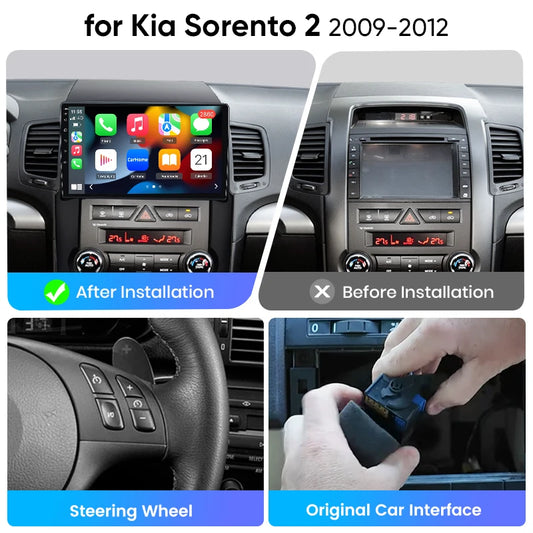 Junsun eSIM Android 14 Wireless CarPlay Android Auto Radio For Kia Sorento 2 2009-2012 Autoradio Stereo auto accessories