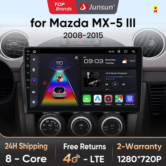 Junsun V1pro AI Voice 2 DIN Android Auto Radio para Mazda MX-5 MX5 III 3 NC 2008-2015 Carplay Car Multimedia GPS 2 DIN autorradio