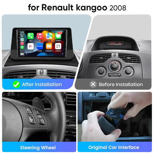 Junsun eSIM Wireless CarPlay Android Auto For Renault kangoo 2008 2 Din Autoradio RDS DSP auto accessories