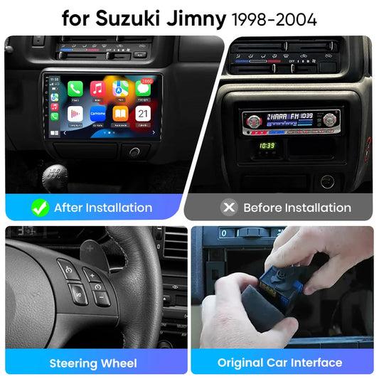 Junsun eSIM Wireless CarPlay Android Auto For Suzuki Jimny 1998 1999 2000 2001 2002 2003 2004 2 Din Autoradio RDS BT DSP