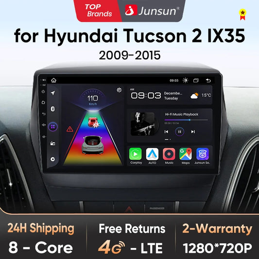 Radio Junsun para Hyundai Tucson 2 ix35 2009-2015 con CarPlay inalámbrico, Android Auto, sistema inteligente para coche, 2 DIN, DVD.