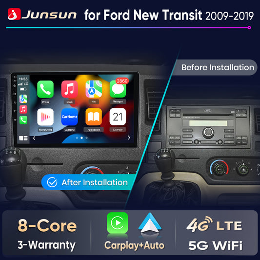 Junsun Wireless CarPlay Car Radio For Ford New Transit 2009 2010 2011-2019 Android Multimedia