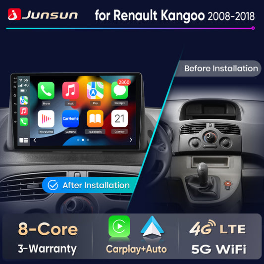 Junsun Wireless CarPlay Car Radio For Renault Kangoo 2008 2009 2010 2011-2018 Android Multimedia