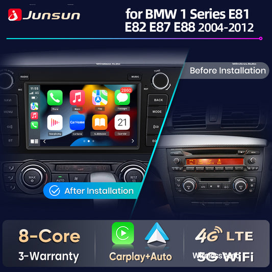 Junsun Wireless CarPlay Car Radio For BMW 1 Series E81 E82 E87 E88 2004 2005-2012 Android Multimedia