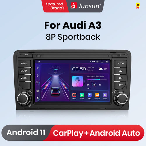 Junsun AI voice 4G LTE wireless CarPlay Android Auto Radio For Audi A3 8P 2003 2004 2005 2006 2007 - 2011 S3 RS3 Sportback Car Intelligent Systems Multimedia player Stereo RDS BT 2 din autoradio GPS Navi screen - Junsun Official Store