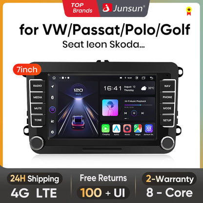Radio de coche Junsun Android 13 con Carplay inalámbrico para Volkswagen Golf 5, 6, Polo, Passat B6, B7, Seat Skoda, Jetta, multimedia universal 