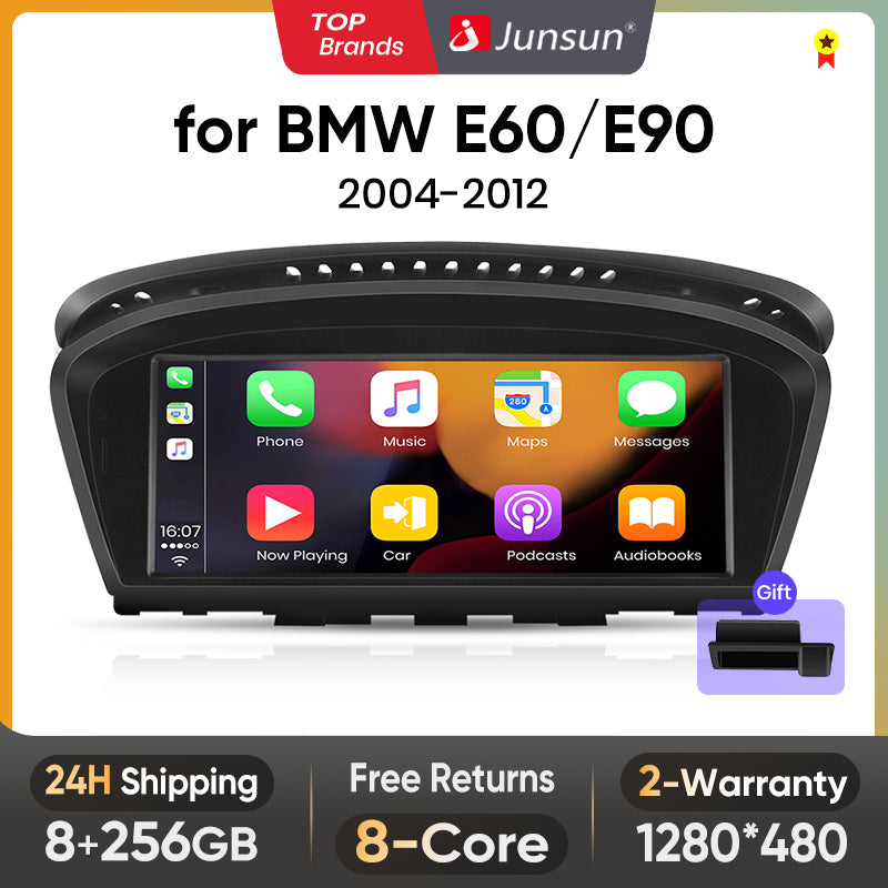 Junsun 8.8 Inch Wireless CarPlay Andorid Auto Car Radio For BMW 5 Series E60 E61 E62 2004-2010 4G WiFi BT Audio Head Unit