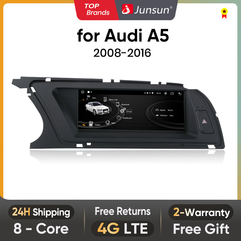 Junsun Bezprzewodowe CarPlay Android Auto Radio Samochodowe Dla Audi A5 2009 2010 2011 2012-2016 8 rdzeni 4G WiFi BT GPS Ekran Dotykowy Autoradio
