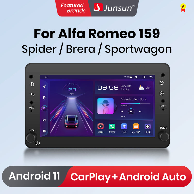 Junsun AI Voice Android Autoradio für Alfa Romeo 159 Brera Spider Sportwagon Carplay Auto Multimedia RDS GPS Kein 2din Autoradio