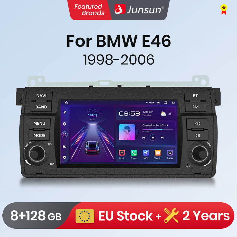 Junsun AI voice 4G LTE wireless CarPlay Android Auto Radio For BMW E46 M3 318/320/325/330/335 Car Intelligent Systems Multimedia player Stereo RDS BT 2 din autoradio GPS Navi screen