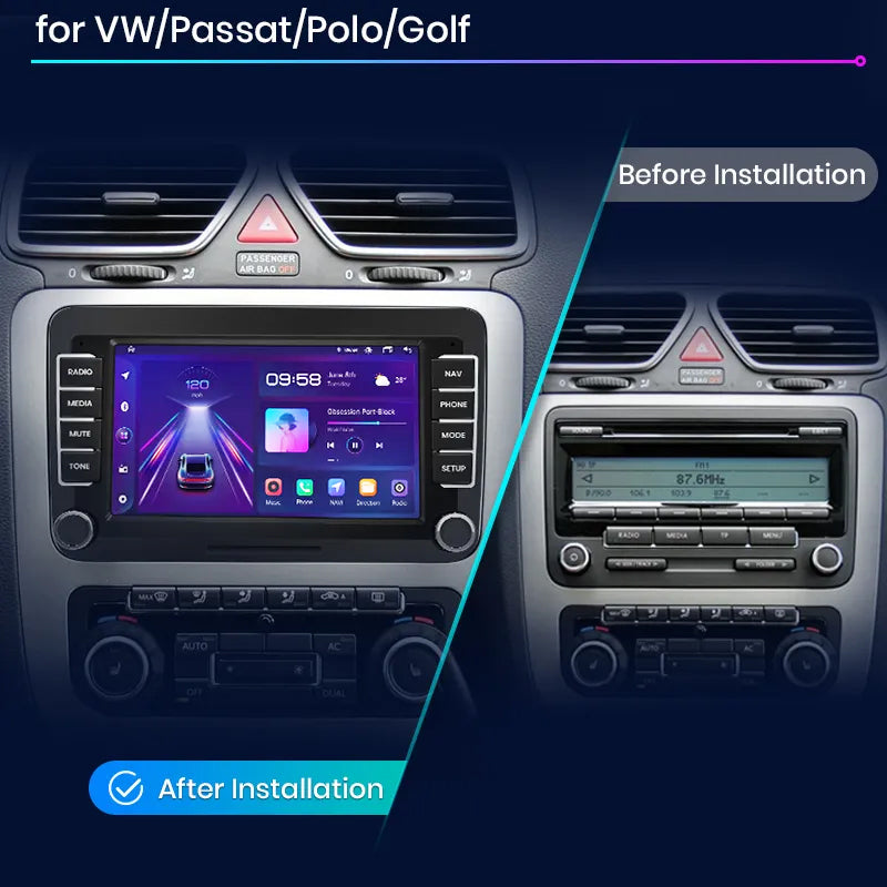 Junsun AI voice 4G LTE wireless CarPlay Android Auto Radio For Volkswagen Golf 5 6 Polo Passat B6 B7 Seat Skoda Jetta Car Intelligent Systems Multimedia player Stereo RDS BT 2 din autoradio GPS Navi screen