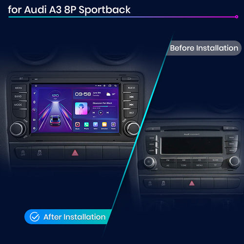 Junsun AI voice 4G LTE wireless CarPlay Android Auto Radio For Audi A3 8P 2003 2004 2005 2006 2007 - 2011 S3 RS3 Sportback Car Intelligent Systems Multimedia player Stereo RDS BT 2 din autoradio GPS Navi screen - Junsun Official Store