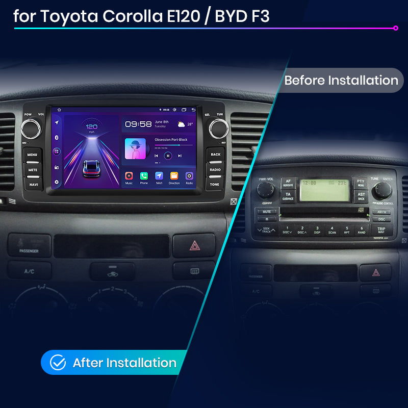 Junsun AI voice 4G LTE bezprzewodowe CarPlay Android Auto Radio do Toyoty Corolla E120 2000-2006 i BYD F3 2003-2020 Inteligentne systemy samochodowe Odtwarzacz multimedialny Stereo RDS BT 2 din autoradio GPS Navi ekran