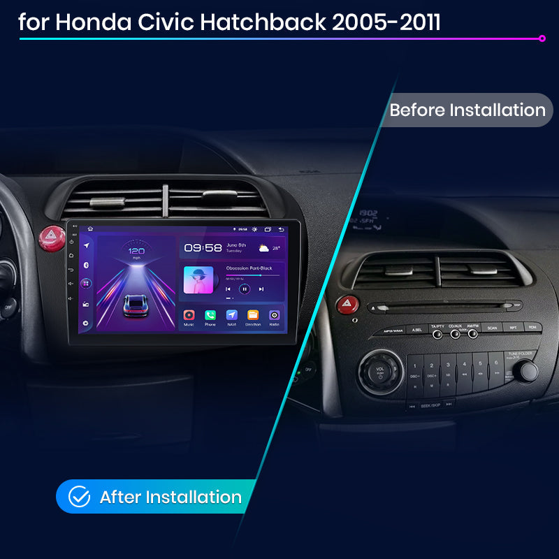 Junsun AI Voice 2 din Android Auto Radio For For Honda Civic Hatchback 2005 2006-2011Carplay 4G Car Multimedia GPS 2din autoradio