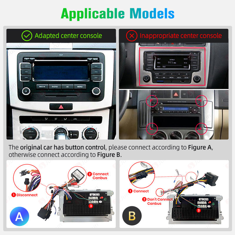 Junsun AI voice 4G LTE wireless CarPlay Android Auto Radio For Volkswagen Golf 5 6 Polo Passat B6 B7 Seat Skoda Jetta Car Intelligent Systems Multimedia player Stereo RDS BT 2 din autoradio GPS Navi screen