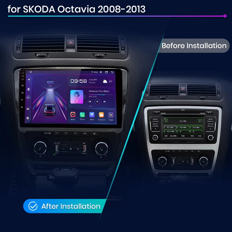 Junsun AI Voice 2 din Android Auto Radio For Skoda Octavia 2 A5 2008-2013 Carplay 4G Car Multimedia GPS 2din autoradio