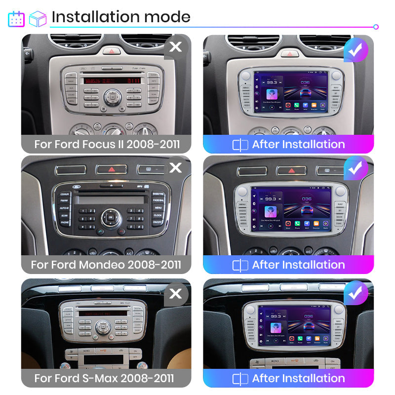Junsun Drahtlose CarPlay Android Auto Radio FÜR Ford Focus S-Max Mondeo Galaxy C-Max Kuga RDS 4GWiFi GPS 2 din Bluetooth