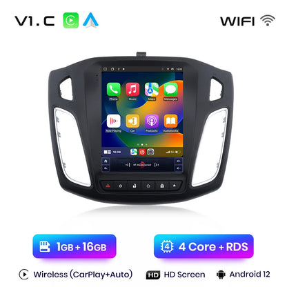 Junsun For Tesla Style Android Auto 4G Wireless Carplay DSP Car Radio Multimedia Player For Ford Focus MK 3 2012-2017 no 2din