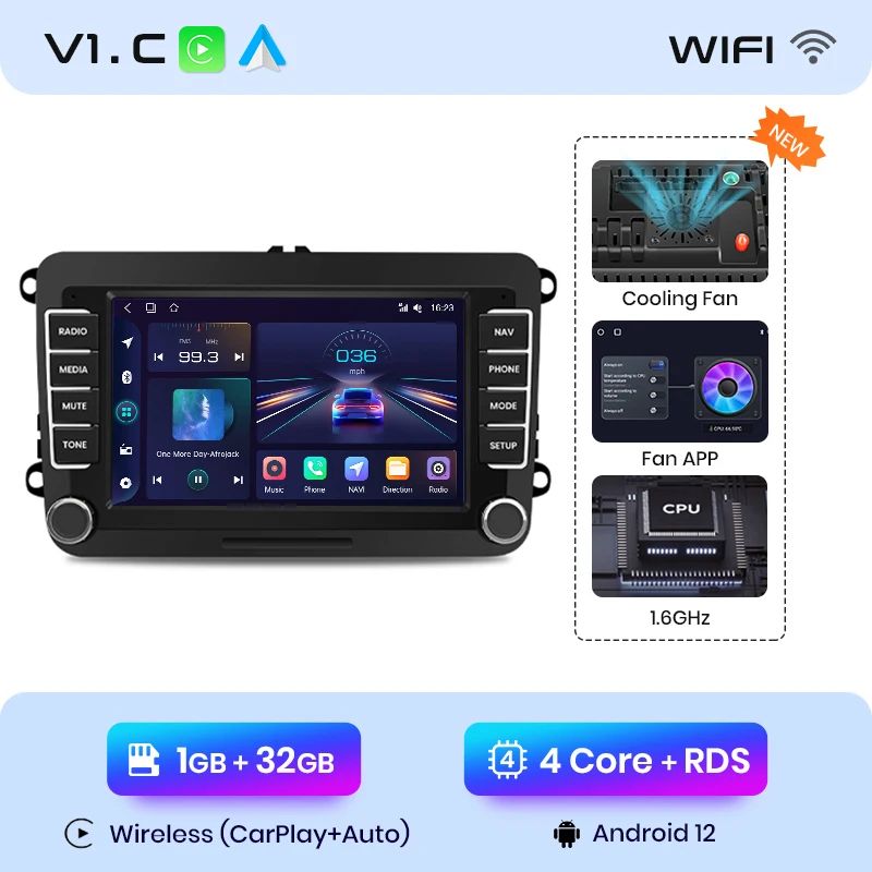 Junsun AI voice 4G LTE wireless CarPlay Android Auto Radio For Volkswagen Golf 5 6 Polo Passat B6 B7 Seat Skoda Jetta Car Intelligent Systems Multimedia player Stereo RDS BT 2 din autoradio GPS Navi screen