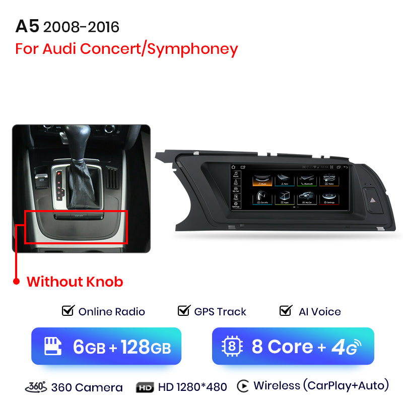 Junsun Bezprzewodowe CarPlay Android Auto Radio Samochodowe Dla Audi A5 2009 2010 2011 2012-2016 8 rdzeni 4G WiFi BT GPS Ekran Dotykowy Autoradio
