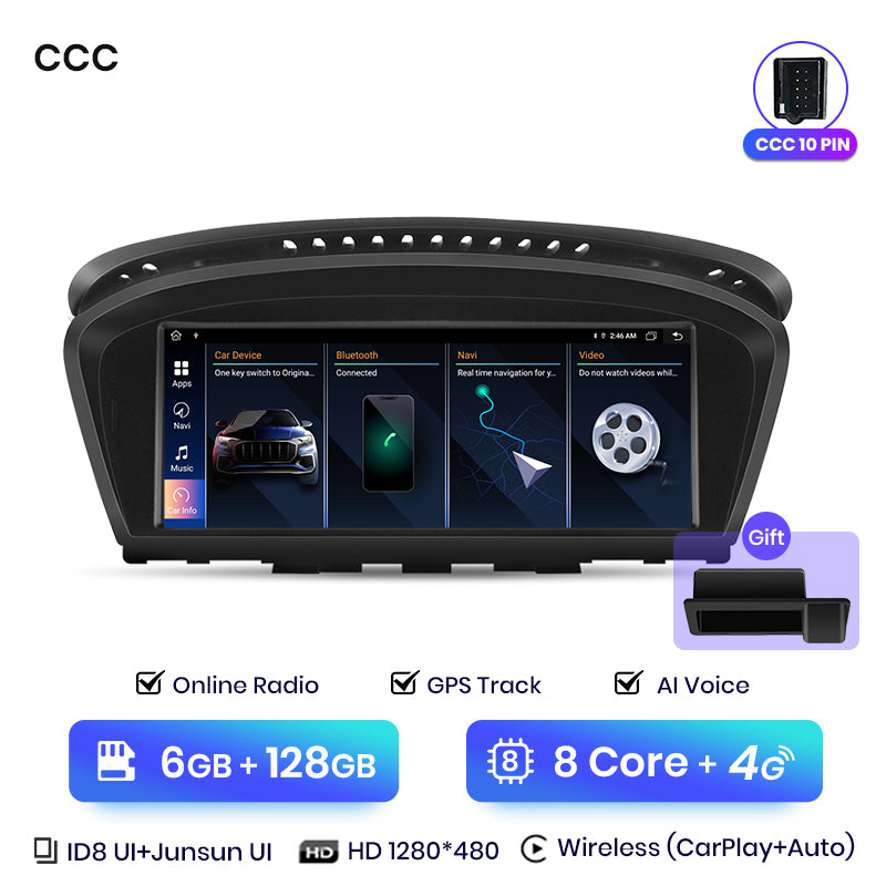 Junsun 8.8 Inch Wireless CarPlay Andorid Auto Car Radio For BMW 5 Series E60 E61 E62 2004-2010 4G WiFi BT Audio Head Unit