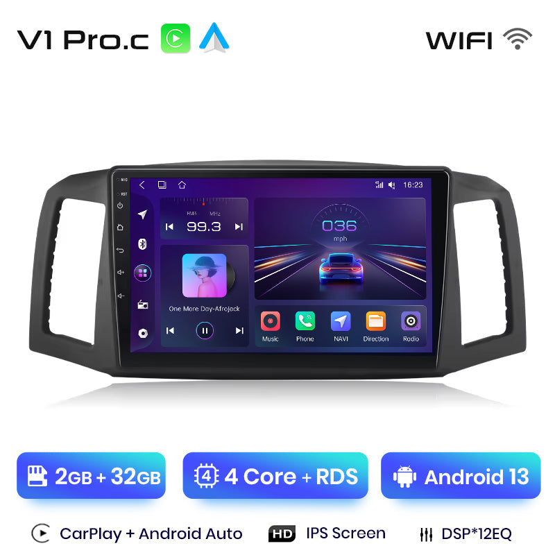 Radio Junsun AI Voice 2 DIN Android para Jeep Grand Cherokee 2004, 2005, 2006, 2007, Carplay 4G, GPS, multimedia, 2 DIN