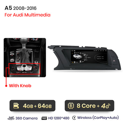 Junsun Bezprzewodowe CarPlay Android Auto Radio Samochodowe Dla Audi A5 2009 2010 2011 2012-2016 8 rdzeni 4G WiFi BT GPS Ekran Dotykowy Autoradio