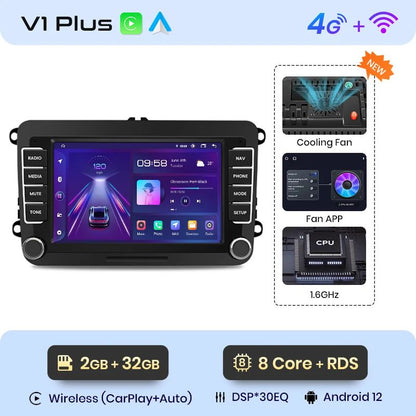 Radio de coche Junsun Android 13 con Carplay inalámbrico para Volkswagen Golf 5, 6, Polo, Passat B6, B7, Seat Skoda, Jetta, multimedia universal 