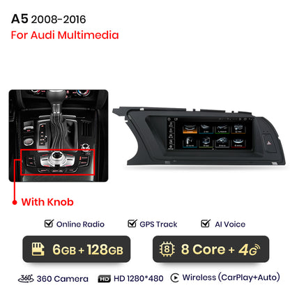 Junsun Bezprzewodowe CarPlay Android Auto Radio Samochodowe Dla Audi A5 2009 2010 2011 2012-2016 8 rdzeni 4G WiFi BT GPS Ekran Dotykowy Autoradio