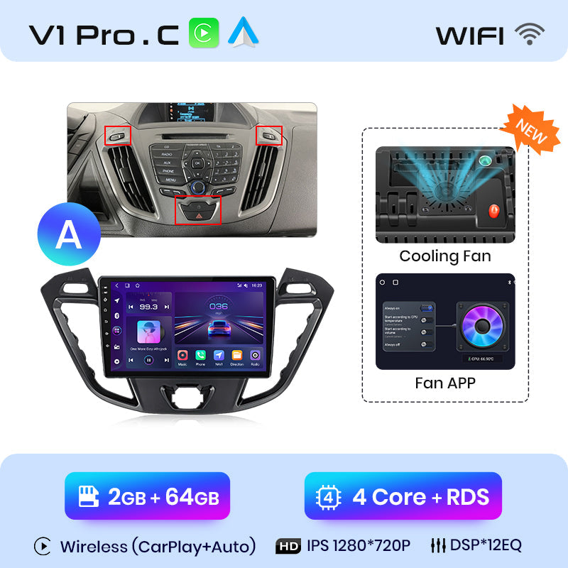 Junsun AI Voice 2 din Android Auto Radio For Ford Transit Custom Tourneo 2013-2021 Carplay 4G Car Multimedia GPS 2din autoradio