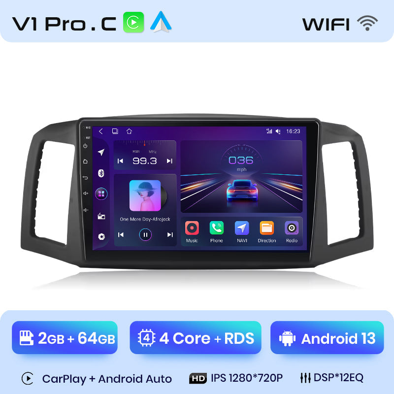 Radio Junsun AI Voice 2 DIN Android para Jeep Grand Cherokee 2004, 2005, 2006, 2007, Carplay 4G, GPS, multimedia, 2 DIN