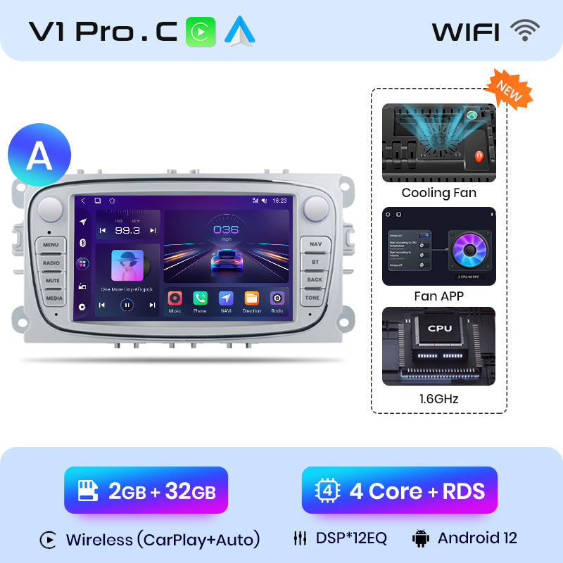 Junsun Drahtlose CarPlay Android Auto Radio FÜR Ford Focus S-Max Mondeo Galaxy C-Max Kuga RDS 4GWiFi GPS 2 din Bluetooth