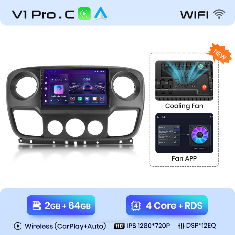 Junsun AI Voice 2 din Android Auto Radio For Renault Master Nissan NV400 Opel Movano 2010 - 2021 Carplay 4G Car Multimedia GPS 2din autoradio