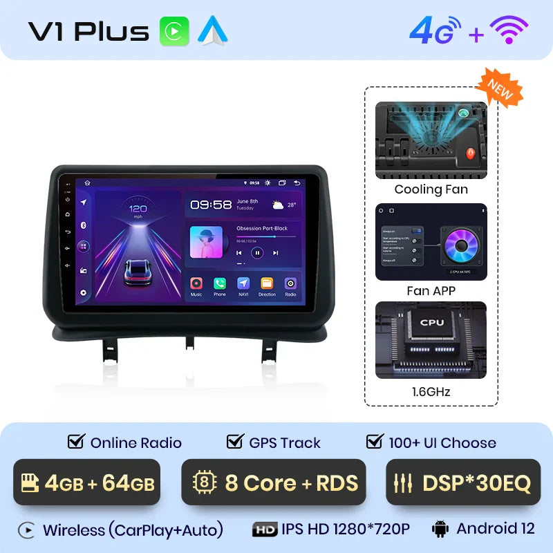 Junsun AI Voice 2 din Android Auto Radio For Renault Clio 3 2005 2006-2014 Carplay 4G Car Multimedia GPS 2din autoradio