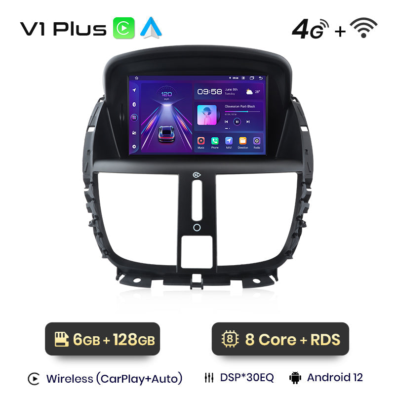 Junsun AI voice 4G LTE wireless CarPlay Android Auto Radio For  Peugeot 207 207CC 2006 - 2015 Car Intelligent Systems Multimedia player Stereo RDS BT 2 din autoradio GPS Navi screen