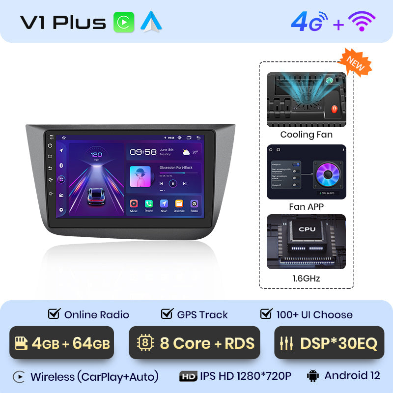 Junsun V1 AI Voice Wireless CarPlay Android Auto Radio For Seat Altea 2004-2015 Toledo 3 4G Car Multimedia GPS 2din autoradio