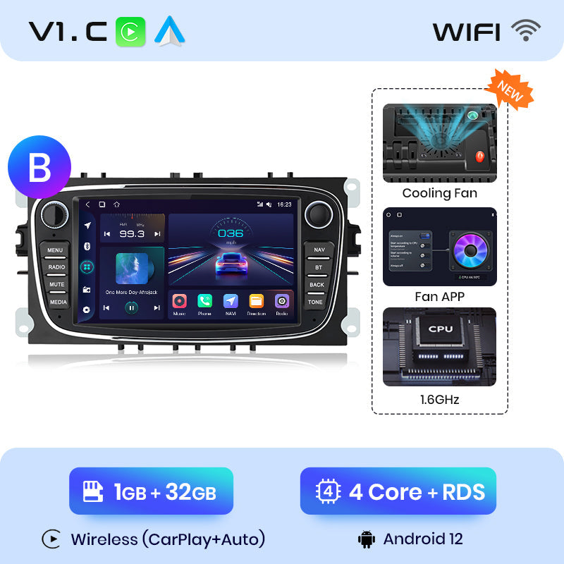 Junsun Drahtlose CarPlay Android Auto Radio FÜR Ford Focus S-Max Mondeo Galaxy C-Max Kuga RDS 4GWiFi GPS 2 din Bluetooth