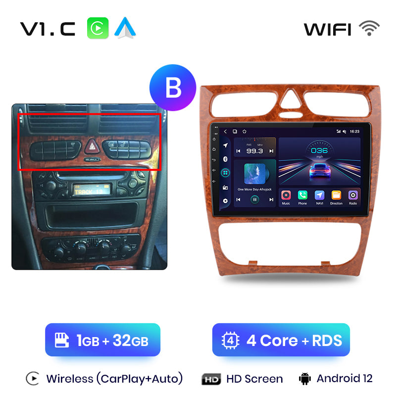 Junsun AI Voice 2 din Android Auto Radio For Mercedes Benz C Class CLK Class W203 W209 S203 A209 2000-2005 Carplay 4G Car Multimedia GPS 2din autoradio